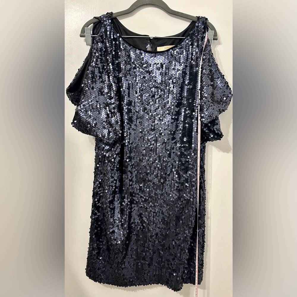 Navy Beaded Glitter Cocktail Dress Aidan Mattox from Saks Fifth Avenue Size 10
